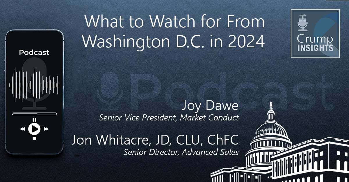 Graphic for Crump podcast episode what to watch for from Washington DC in 2024