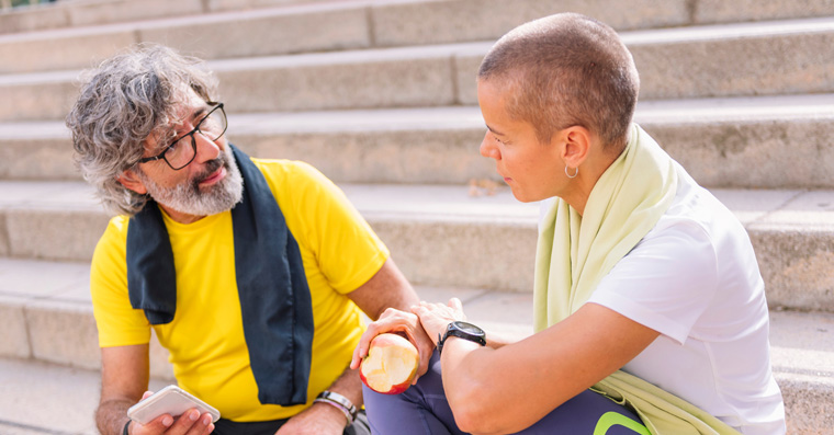 senior sportsman resting after training