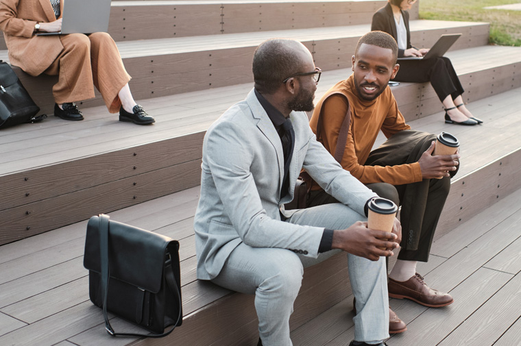 men taking a break during work