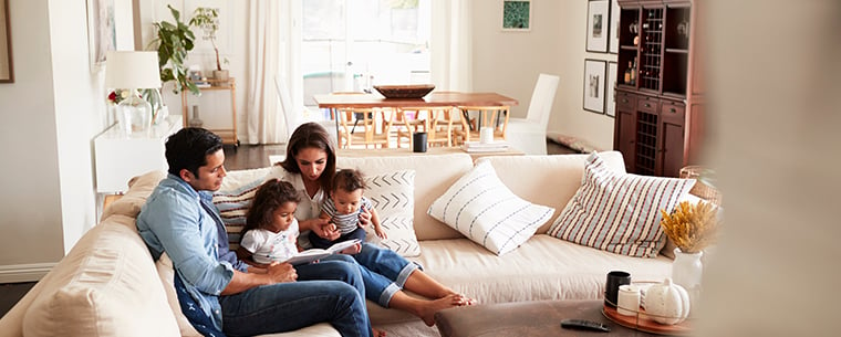 Family sitting on the couch